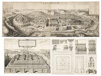 (JERUSALEM.) Wenceslaus Hollar. Group of 3 engraved views and plans.                                                                             